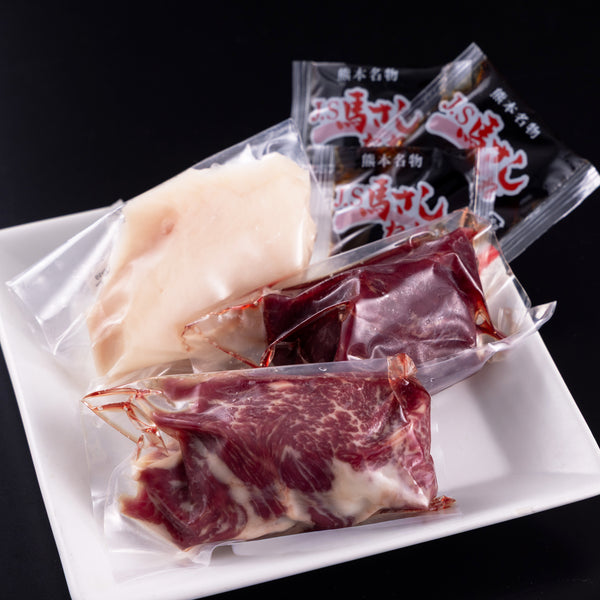 【熊本】国産馬刺し3種セット｜赤身・霜降り・ふたえご 各50g（計150g）