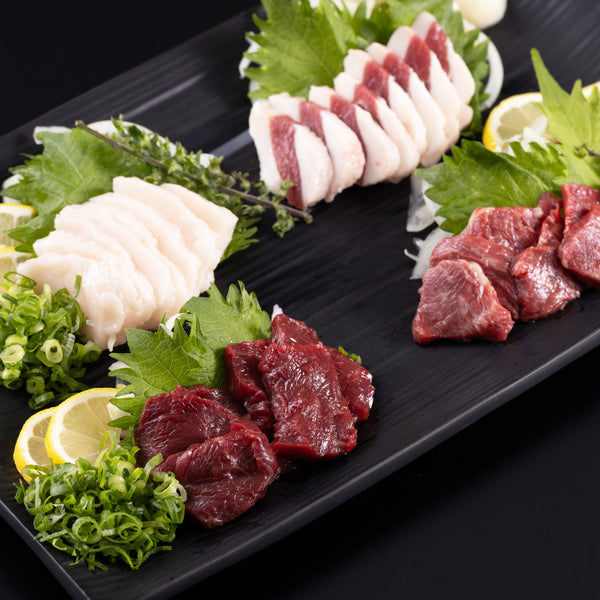 【熊本】国産馬刺し4種セット｜赤身・霜降り・ふたえご・たてがみ 各50g（計200g）