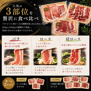 沖縄県産あぐー豚 旨みを楽しむ3種食べくらべしゃぶしゃぶセット（600g）