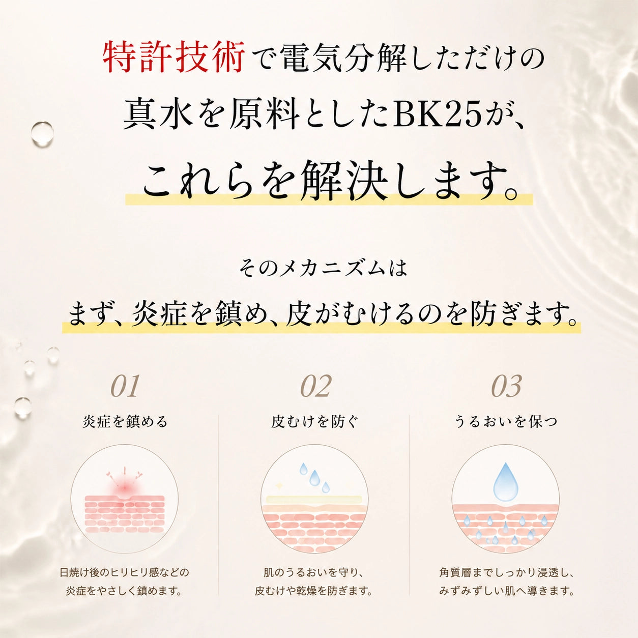 BK25 サンタンローション｜電気分解した真水からうまれるローション