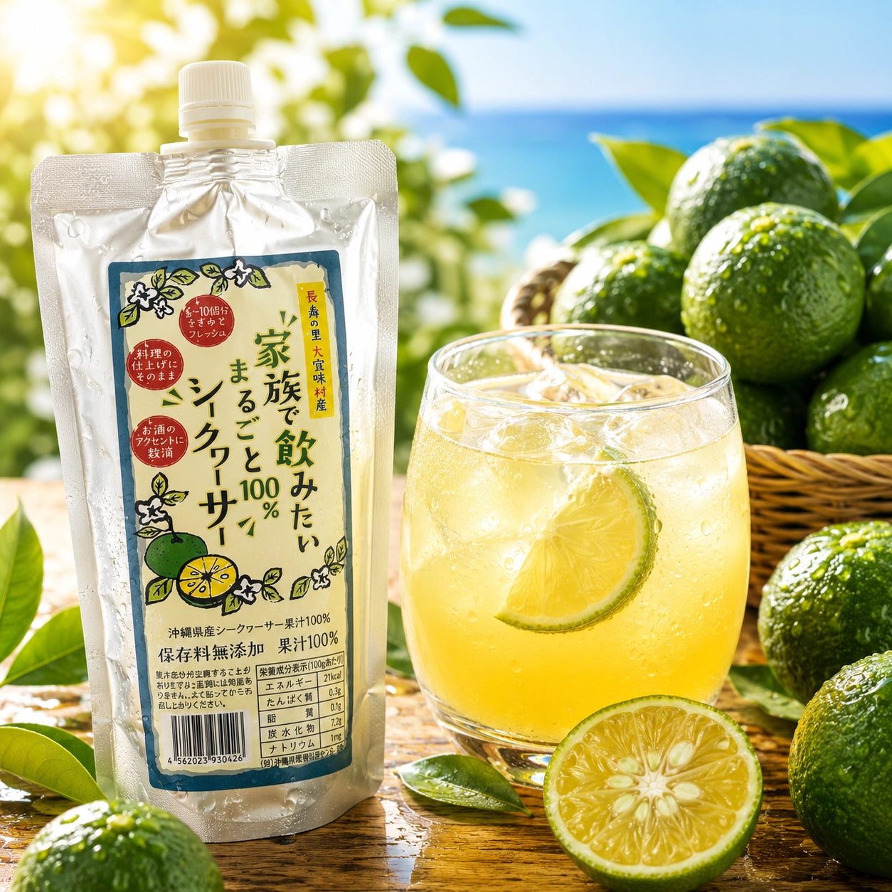 家族で飲みたい 100％まるごとシークヮーサー 500ml | 沖縄県大宜味村産 果汁100％