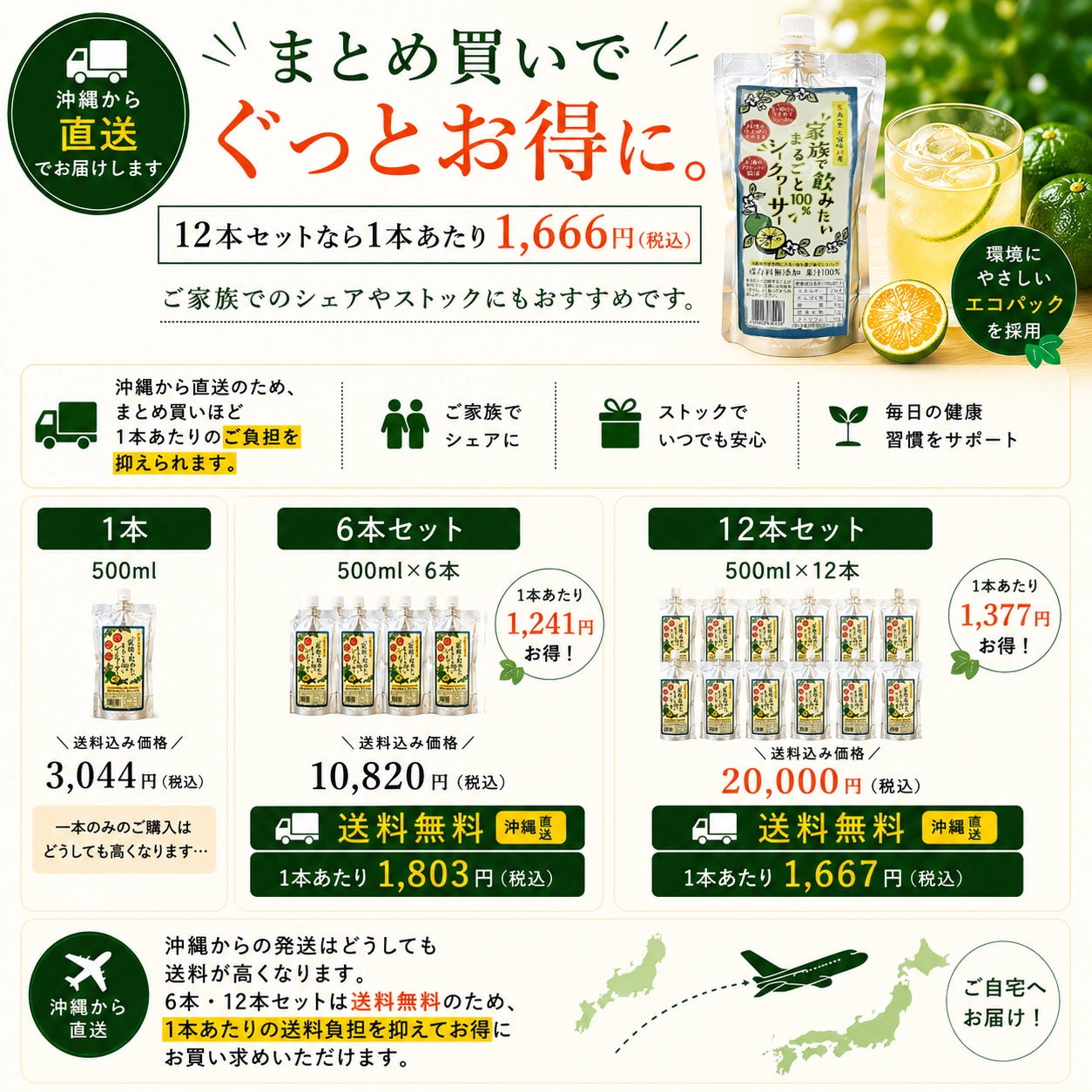家族で飲みたい 100％まるごとシークヮーサー 500ml | 沖縄県大宜味村産 果汁100％
