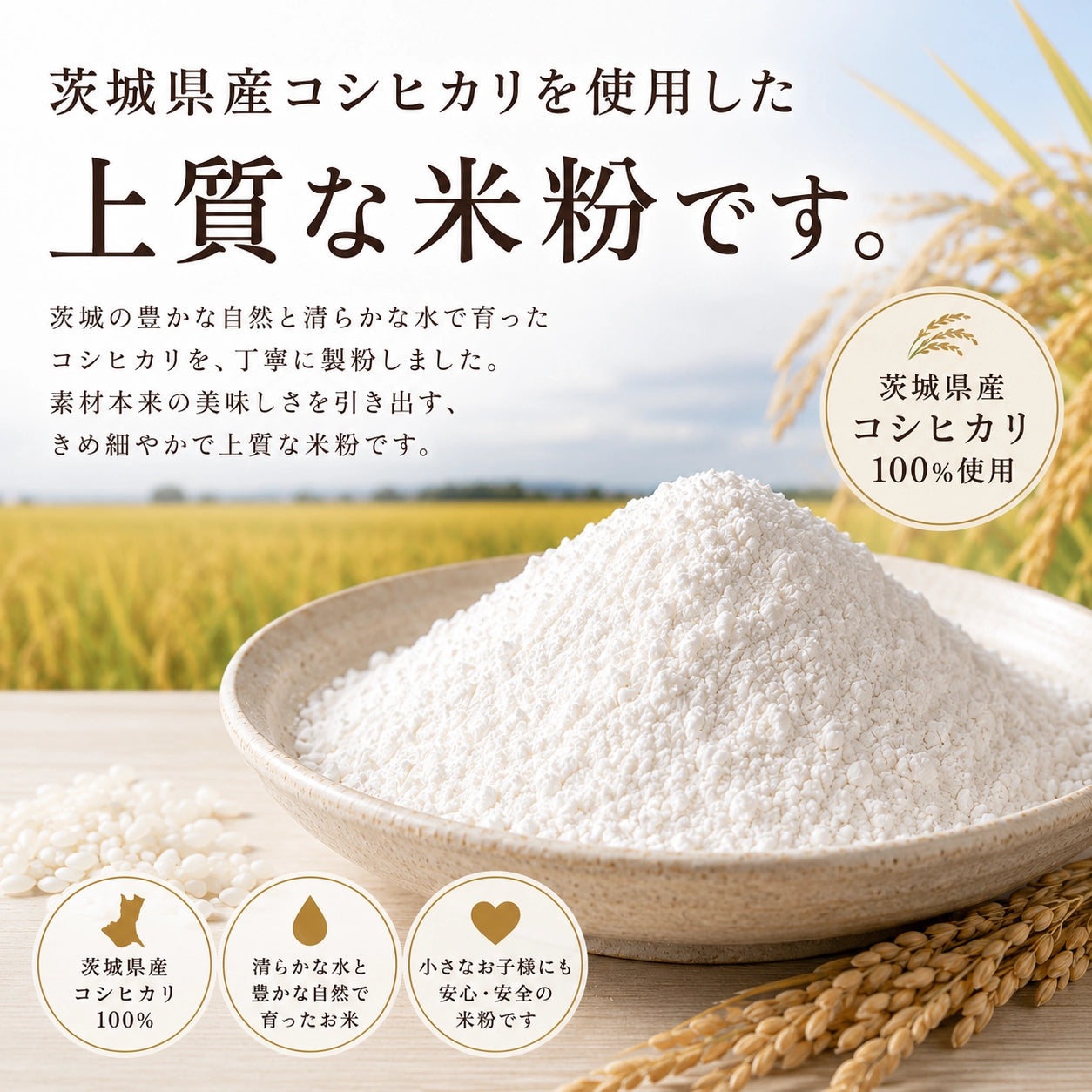 茨城県産コシヒカリの米粉（パンや麺作りに最適）500g
