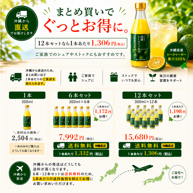 山原シークヮーサー 300ml｜沖縄県大宜味村産 果汁100％ストレート